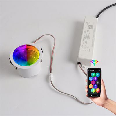 Intelligent mobile app control, 12W RGBW Recessed LED Downlight Trimless 400LM Anti-Glare for Commercial and Home
